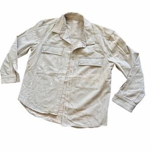 Hudson Jeans Denim Shacket Gold Dust Tan 100% Cotton Utility Jacket L